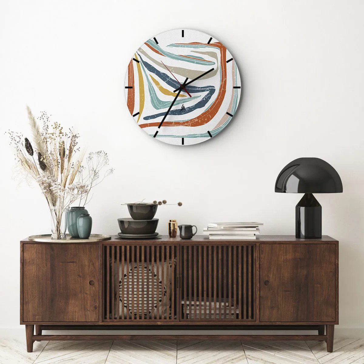 Nástenné hodiny - Priateľsky usmievavá abstrakcia - 30x30 cm