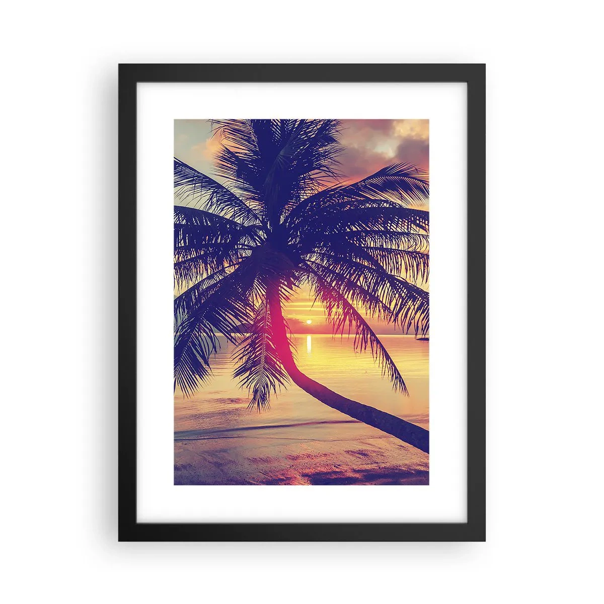Plagát v čiernom ráme - Večer pod palmami - 30x40 cm
