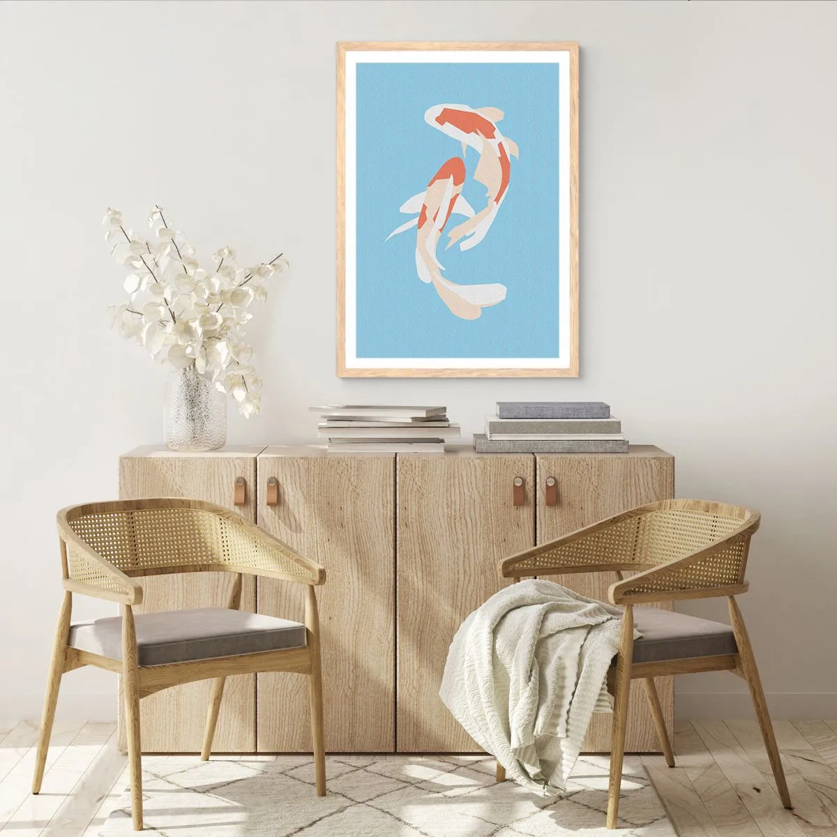 Plagát v ráme zo svetlého duba - Spontánne synchronizované plávanie - 61x91 cm