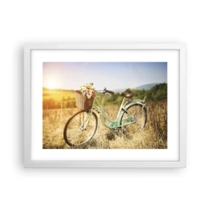 Plagát v bielom ráme - Chvíľu tu zostanem - 40x30 cm