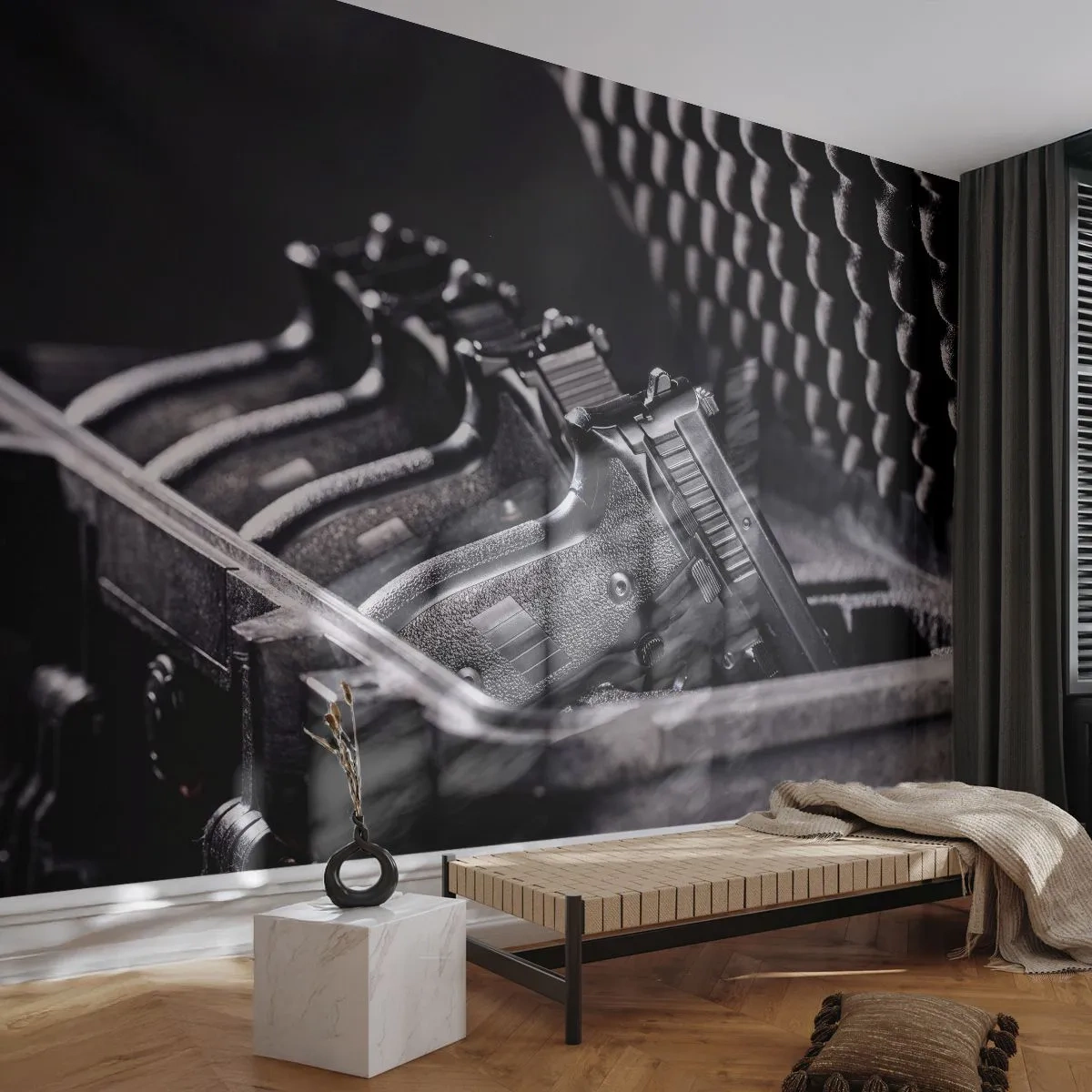 Samolepiaca Fototapeta Deluxe Sticker - Mužský šport - Vojenské, Zbraň, Pištoľ - 250x175 cm