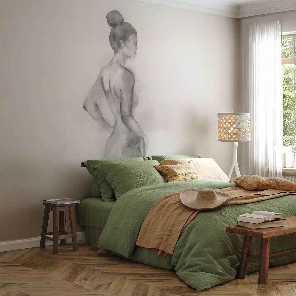 Samolepiaca Fototapeta Deluxe Sticker - Krásne ako maľba - Žena, Telo, Grafika - 250x175 cm