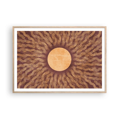Plagát v ráme zo svetlého duba - Ikona slnka - 100x70 cm