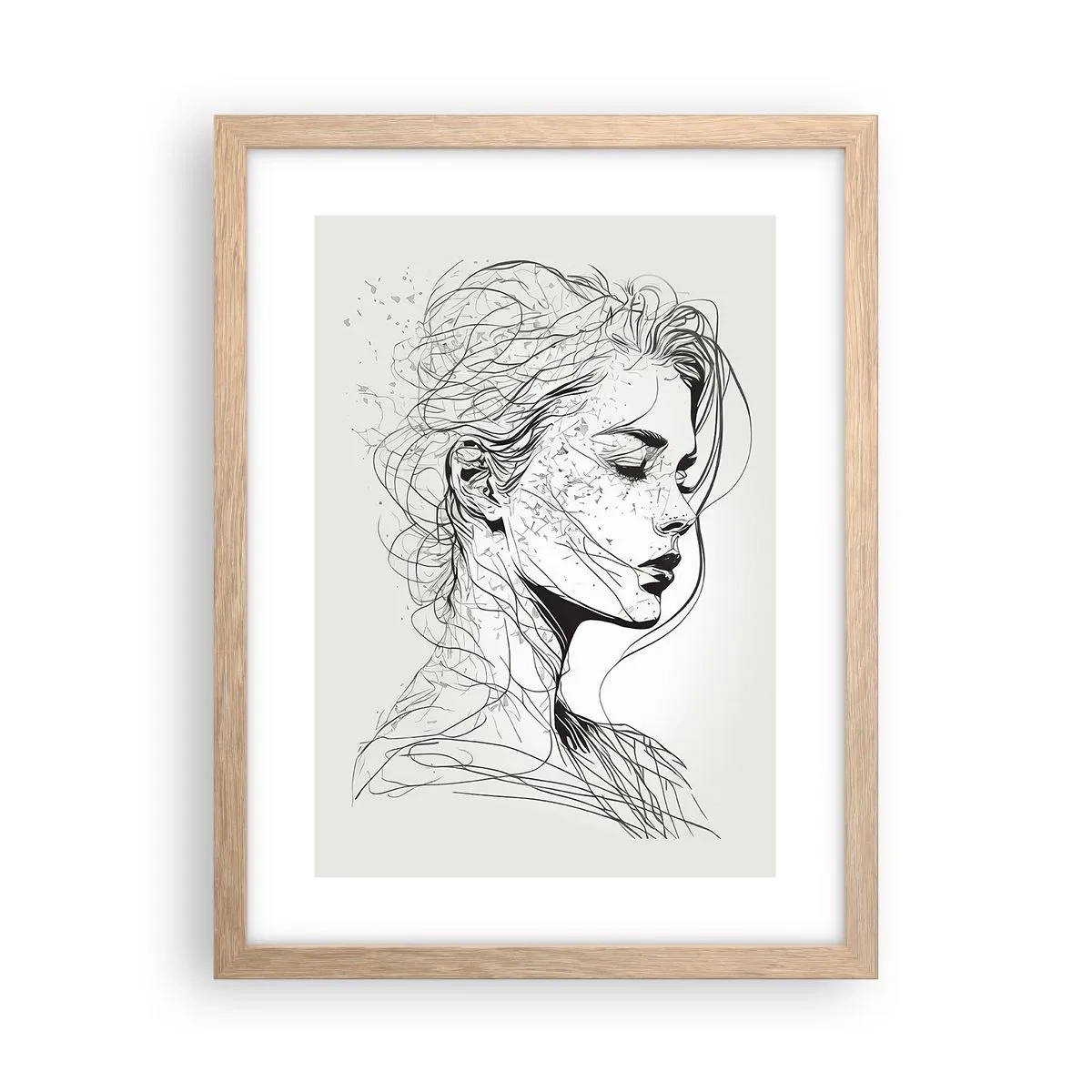 Plagát v ráme zo svetlého duba - Portrét v zamyslení - 30x40 cm