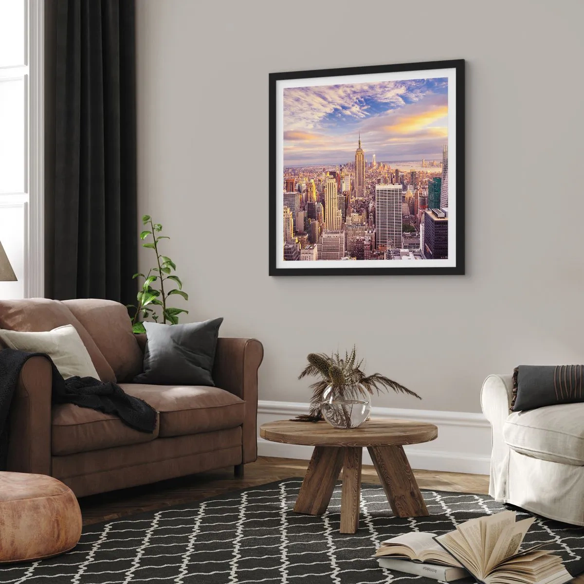 Plagát v čiernom ráme - Dosiahnuť samotné oblaky - 40x40 cm