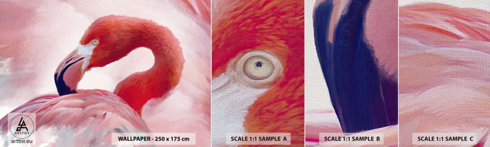 Vzorka fototapety Premium Canvas - Vtáčia krása - Flamingo, Vták, Príroda - 100x30 cm