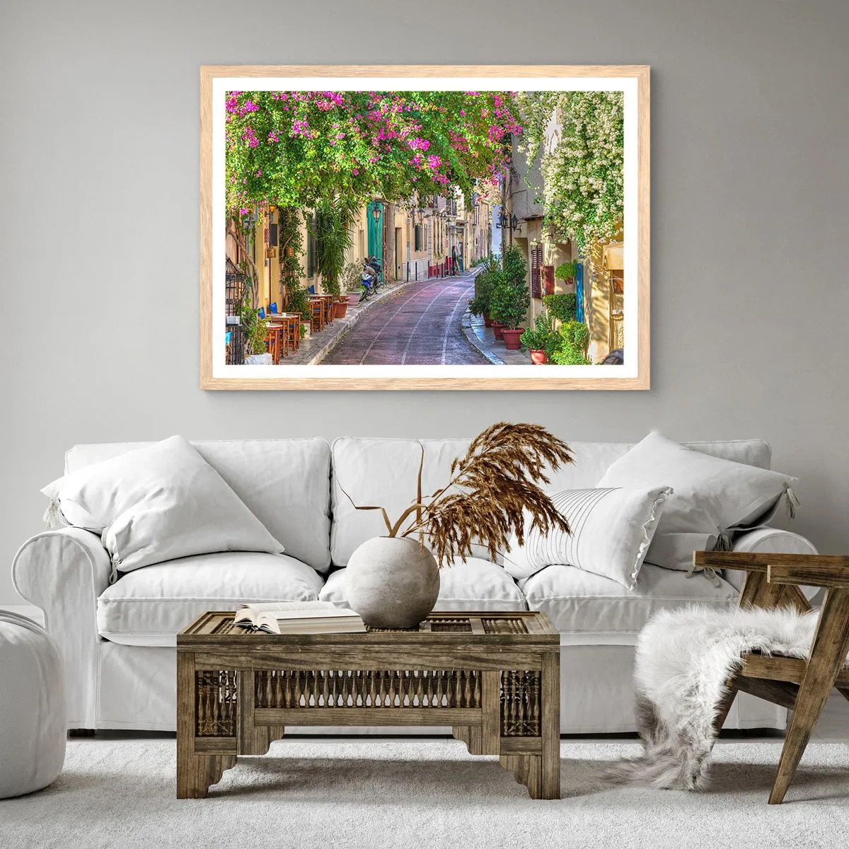 Plagát v ráme zo svetlého duba - Kvitnúce zákutie - 91x61 cm