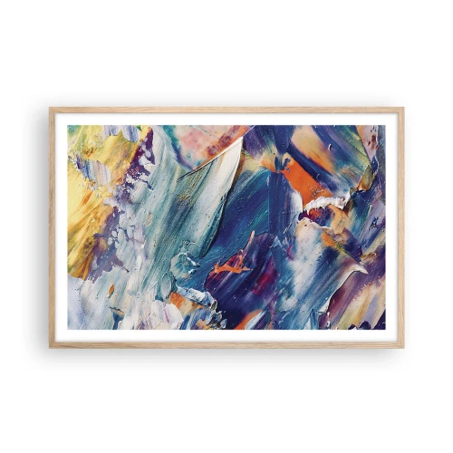 Plagát v ráme zo svetlého duba - Chaos farieb - 91x61 cm