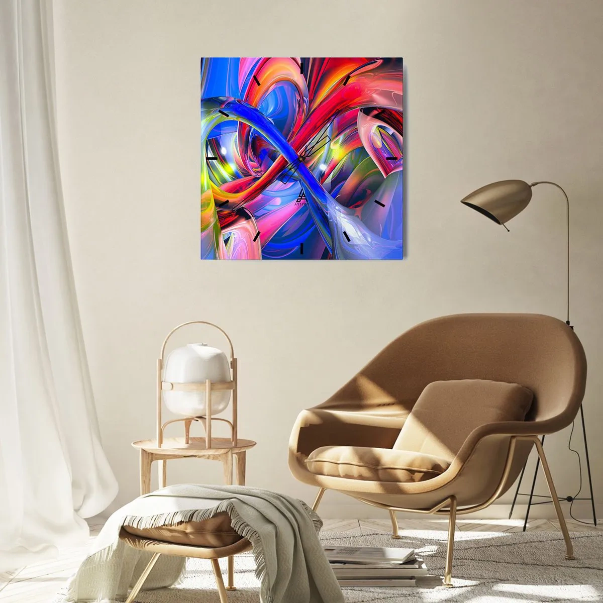 Nástenné hodiny - Tanec farieb - 40x40 cm