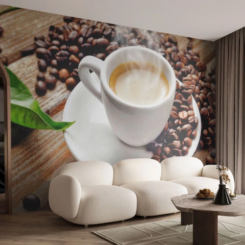 Fototapeta na mieru Premium Sand - Káva na lavici - Gastronómia, Káva, pohár