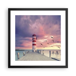 Plagát v čiernom ráme - Čas ísť do prístavu - 40x40 cm