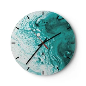 Nástenné hodiny - Tyrkysové a biele plynulé vlny v štýle tekutého umenia - 30x30cm - Prepadnúť sa v bielej a tyrkysovej - Moderná nástenná dekorácia do obývacej izby, kuchyne a spálne ARTTOR