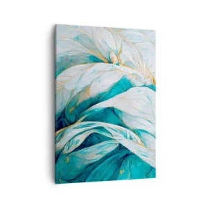Obraz na plátne - Modrá abstrakcia so zlatým motívom - 50x70 cm