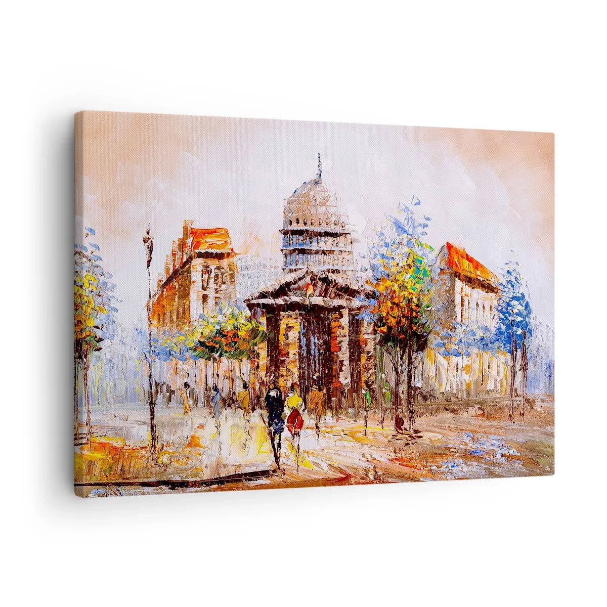 Obraz na plátne - Impresionistická mestská scenéria s historickou budovou - 70x50cm - Parížska prechádzka - Moderná nástenná dekorácia do obývacej izby a spálne ARTTOR