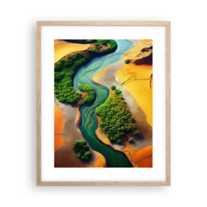 Plagát v ráme zo svetlého duba - Životodarná rieka - 40x50 cm