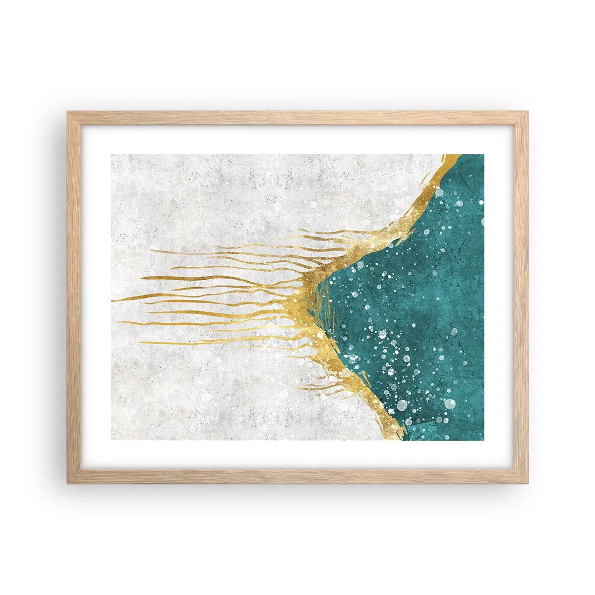 Plagát v ráme zo svetlého duba - Zlatý príliv - 50x40 cm