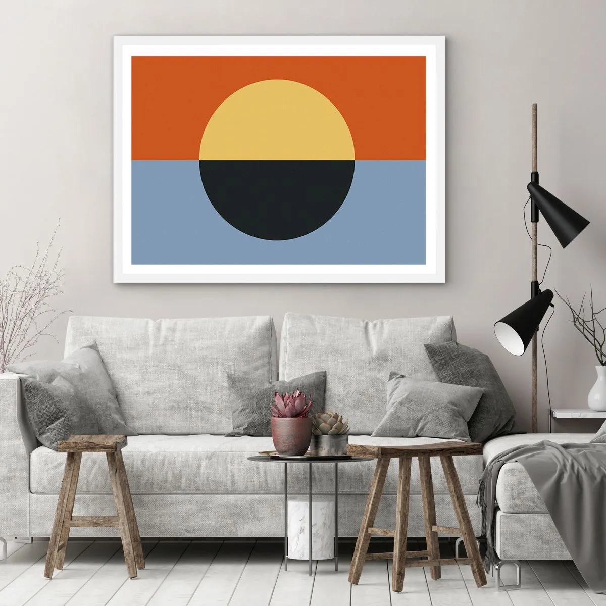 Plagát v bielom ráme - Kompozícia tepla a chladu - 100x70 cm