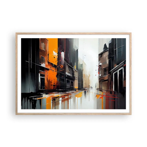 Plagát v ráme zo svetlého duba - Daždivý deň - 100x70 cm