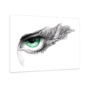 Obraz na skle - Krásna a pripravená zaútočiť - 100x70 cm