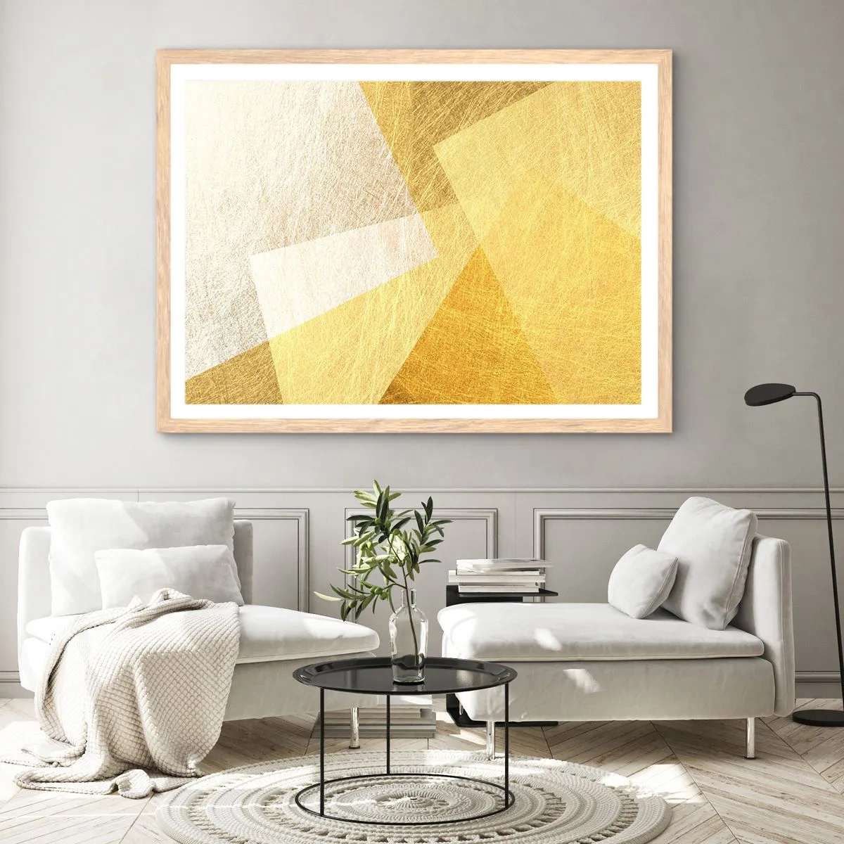 Plagát v ráme zo svetlého duba - Počasie geometrie - 91x61 cm