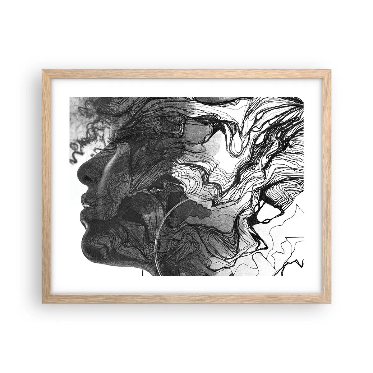 Plagát v ráme zo svetlého duba - Zapletená v snoch - 50x40 cm