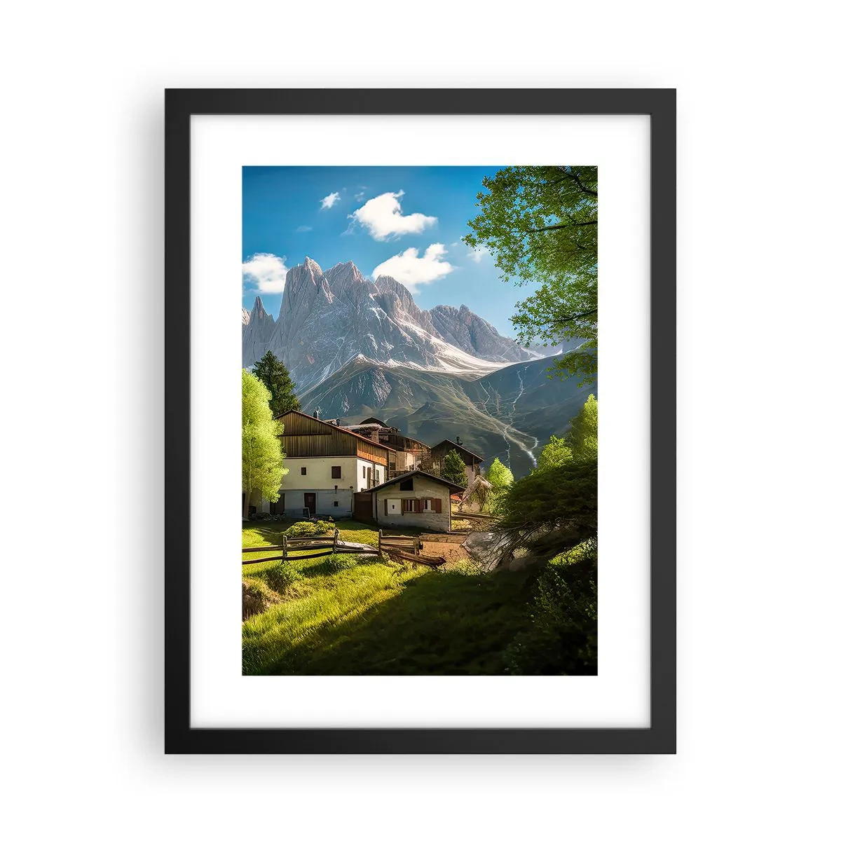 Plagát v čiernom ráme - Alpská idyla - 30x40 cm