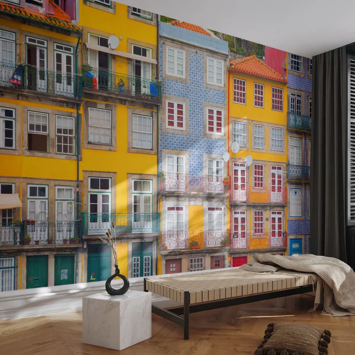 Samolepiaca Fototapeta Deluxe Sticker - Farby starého mesta - Mesto, Porto, Architektúra - 250x175 cm
