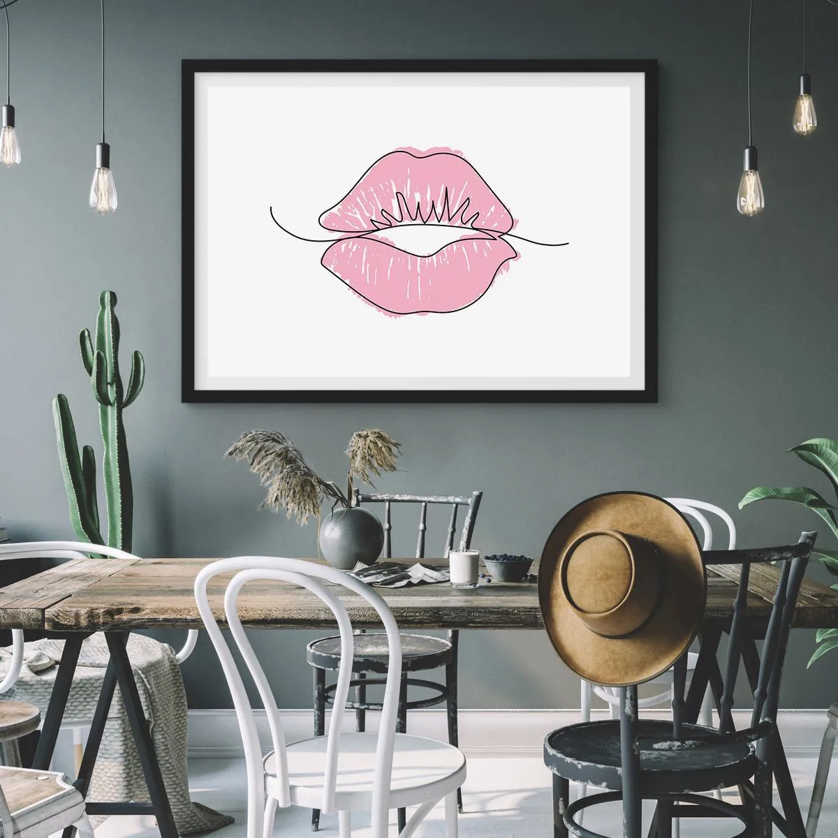 Plagát v čiernom ráme - Si pripravený na bozk? - 100x70 cm