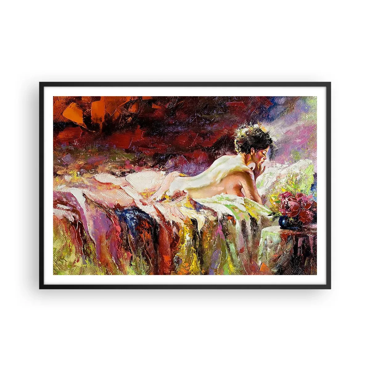 Plagát v čiernom ráme - Zamyslená Venuša - 100x70 cm
