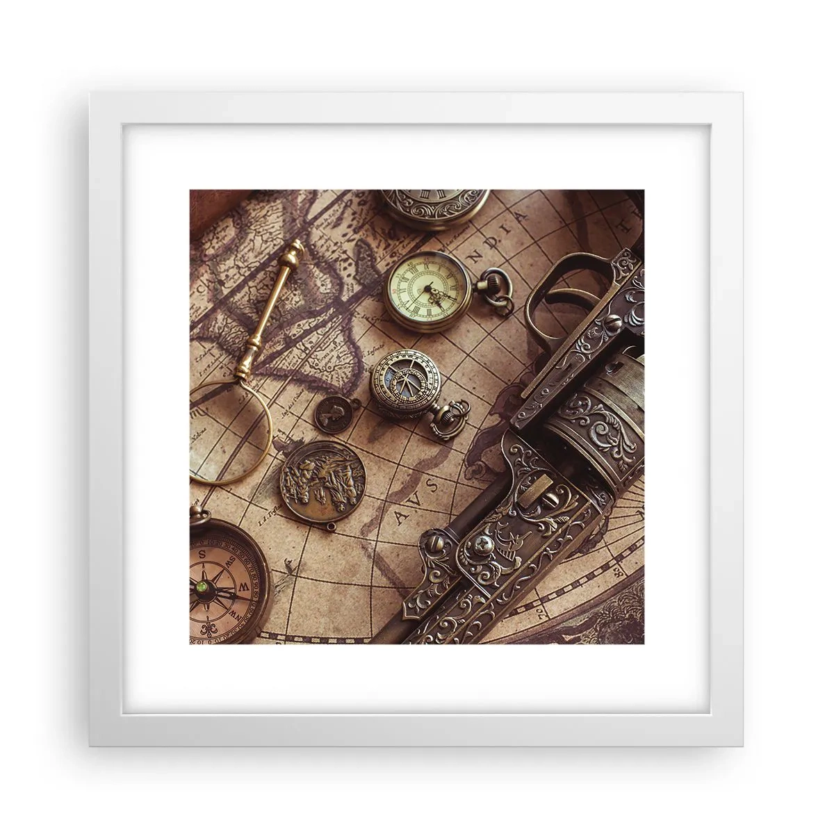 Plagát v bielom ráme - Dobrodružstvo volá - 30x30 cm