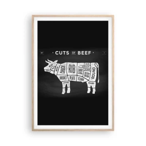 Plagát v ráme zo svetlého duba - Šlabikár mäsiara - 70x100 cm
