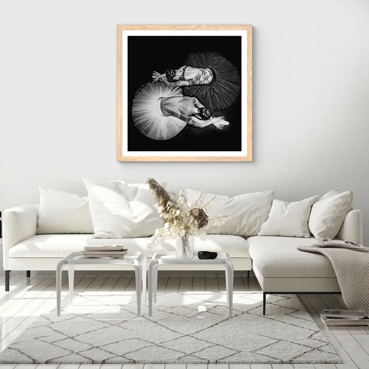 Plagát v ráme zo svetlého duba - Jin a jang – ideálna rovnováha - 40x40 cm