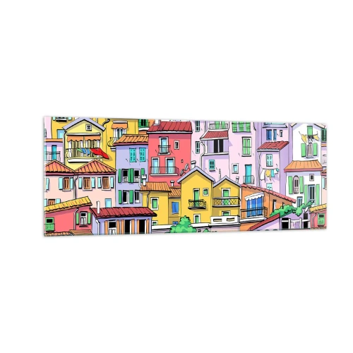 Obraz na skle - Veselé mesto - 140x50 cm
