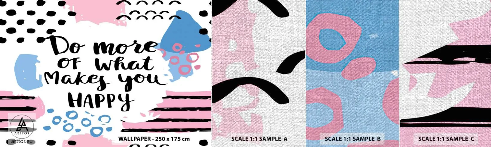 Vzorka fototapety Premium Canvas - Ako byť šťastný - Afirmácia, Maxim, Slová - 100x30 cm