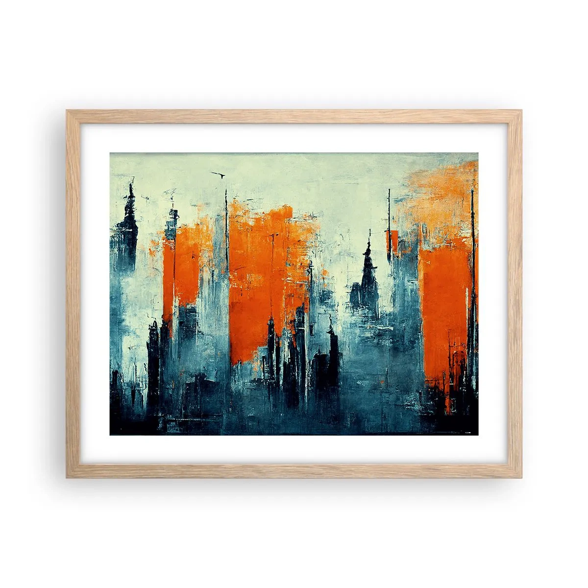 Plagát v ráme zo svetlého duba - Moderná krajina - 50x40 cm