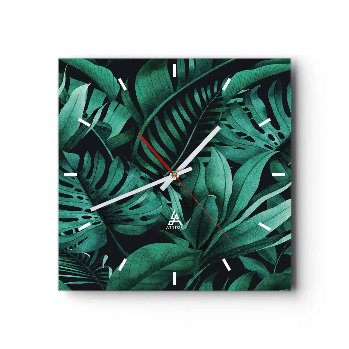 Nástenné hodiny - Hĺbka tropickej zelene - 40x40 cm