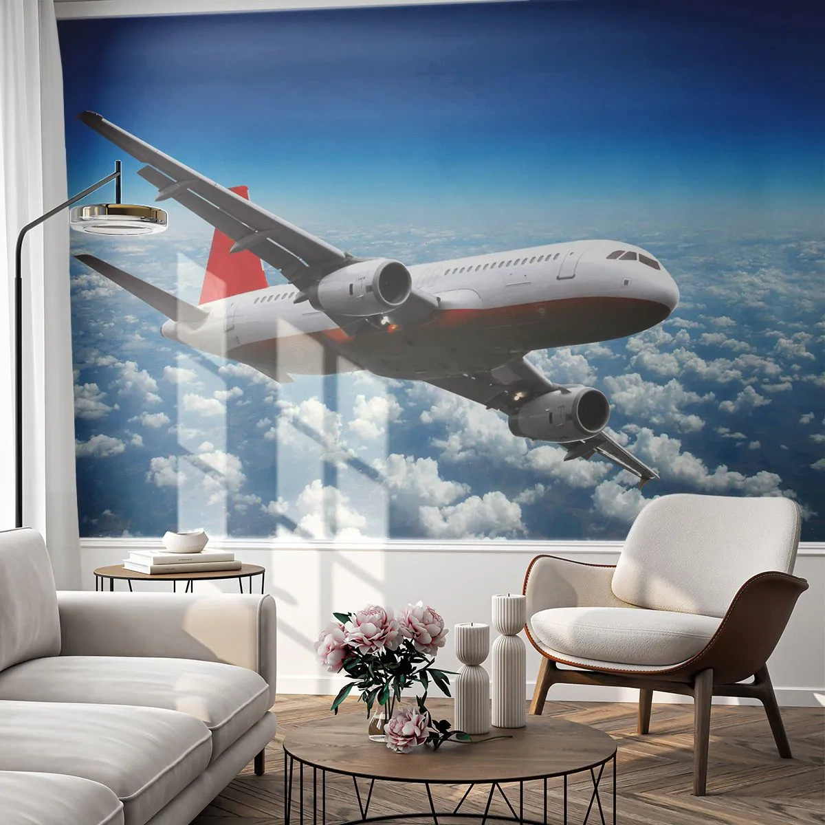 Fototapeta Premium Canvas - Odtrhni sa od toho všetkého - Lietadlo, Cestuje, Mraky - 250x175 cm