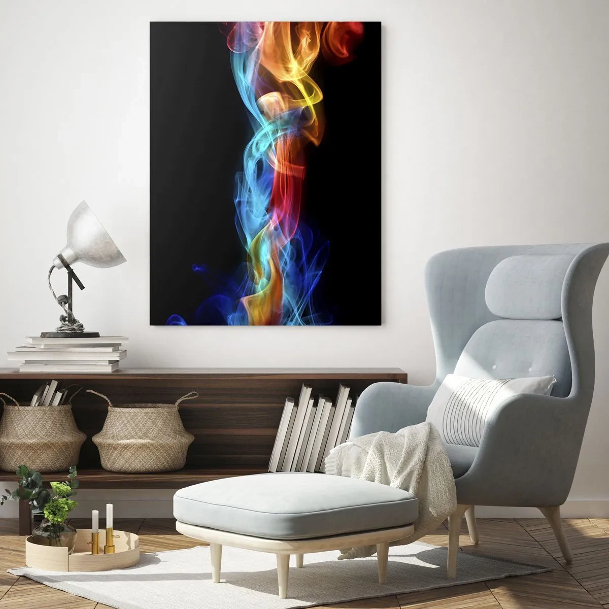 Obraz na skle - Dúhový tanec hmly - 50x70 cm