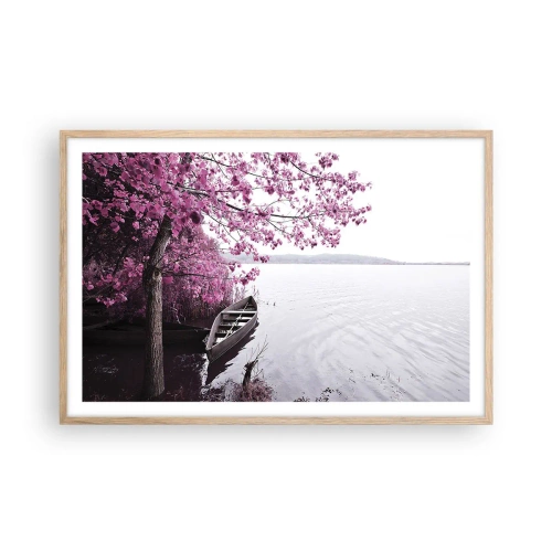 Plagát v ráme zo svetlého duba - V ružovom tichu - 91x61 cm