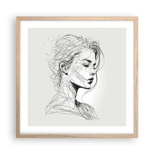 Plagát v ráme zo svetlého duba - Portrét v zamyslení - 50x50 cm