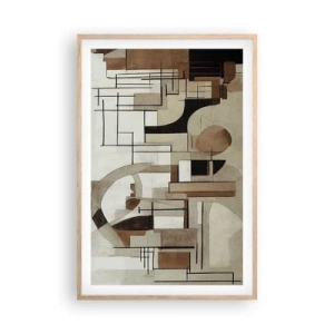 Plagát v ráme zo svetlého duba - Mestská krajina 2.0 - 61x91 cm