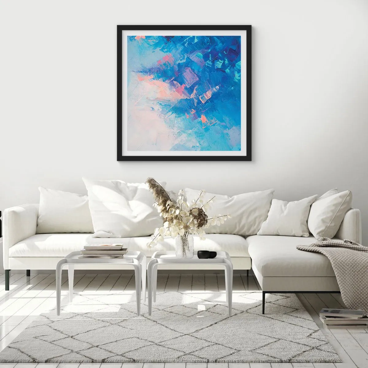 Plagát v čiernom ráme - Zimná abstrakcia - 60x60 cm