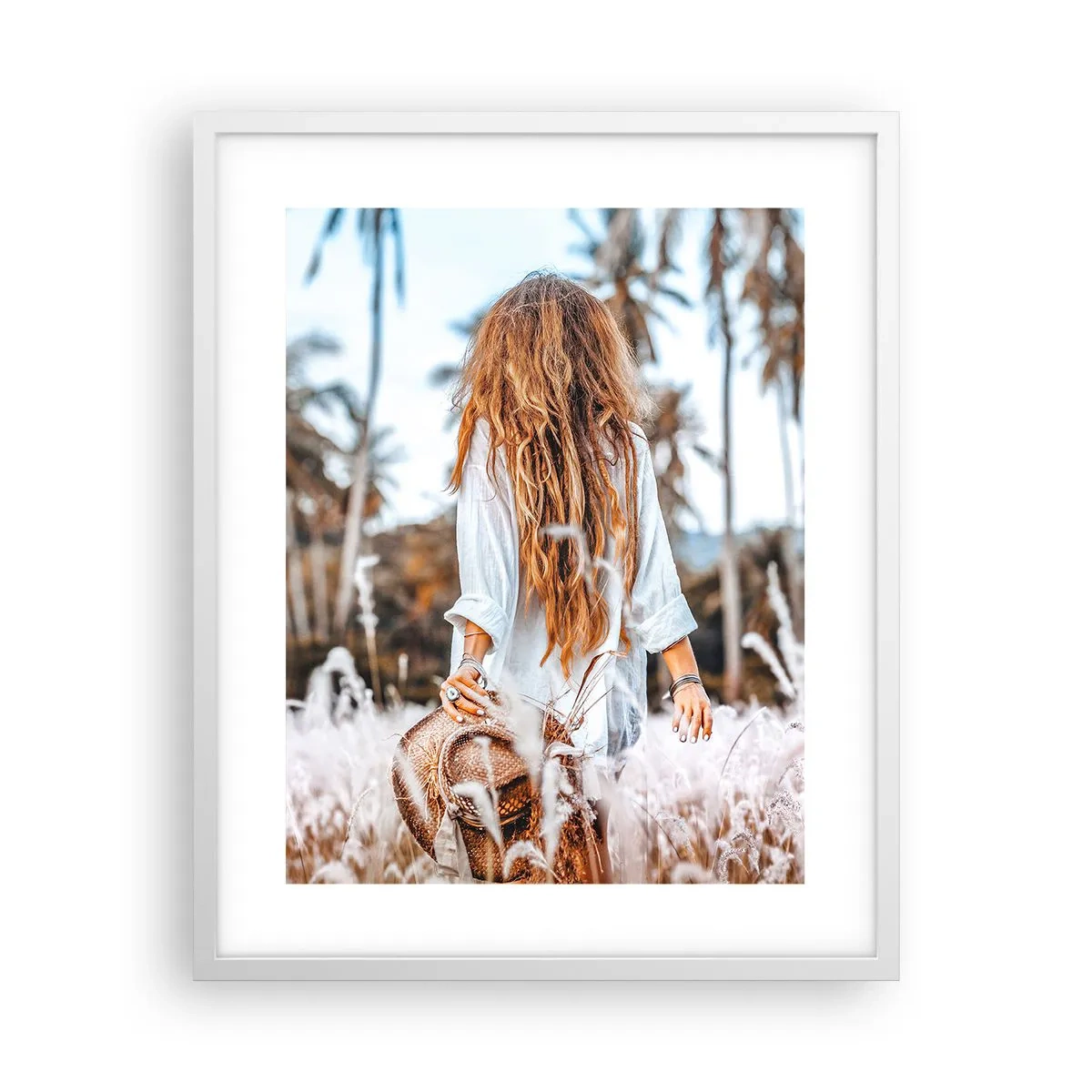 Plagát v bielom ráme - Zrodená z trávnej páperie - 40x50 cm