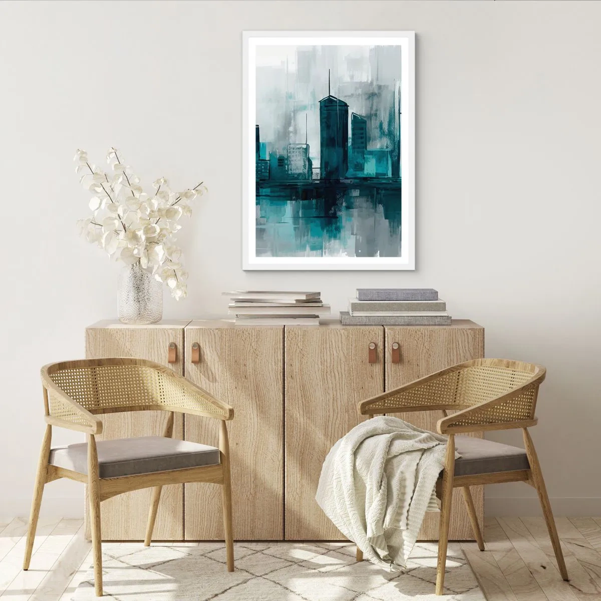 Plagát v bielom ráme - Mesto vo farbe dažďa - 61x91 cm