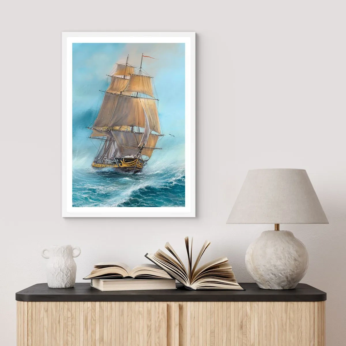 Plagát v bielom ráme - Bežiaci po vlnách - 30x40 cm