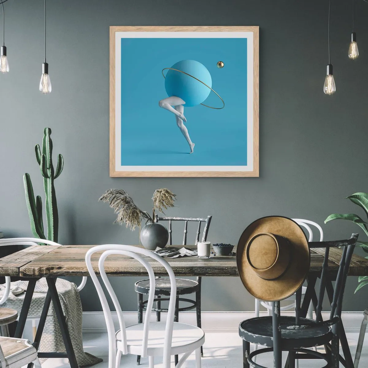 Plagát v ráme zo svetlého duba - Šialenstvo planét - 60x60 cm