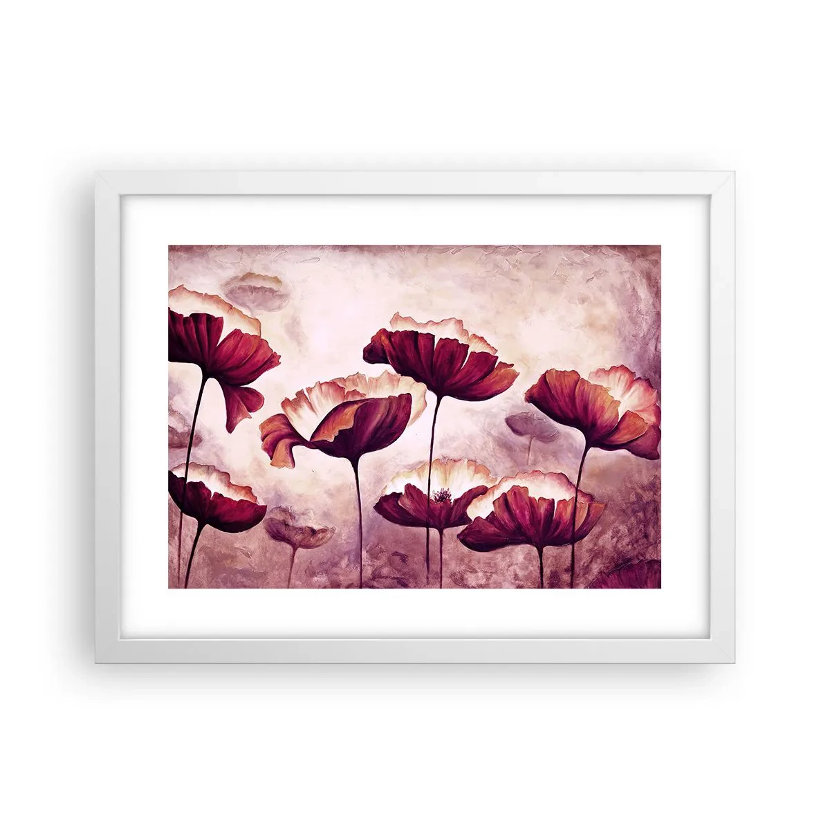 Plagát v bielom ráme - Červený a biely plátok - 40x30 cm