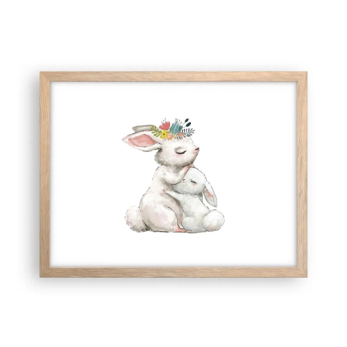 Plagát v ráme zo svetlého duba - Najlepšie je u mamy - 40x30 cm