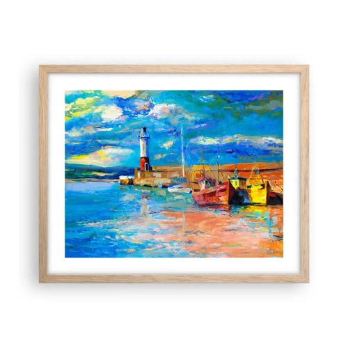 Plagát v ráme zo svetlého duba - Popoludní v dúhovom zálive - 50x40 cm