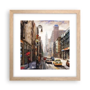Plagát v ráme zo svetlého duba - New York – farebný aj v daždi - 30x30 cm